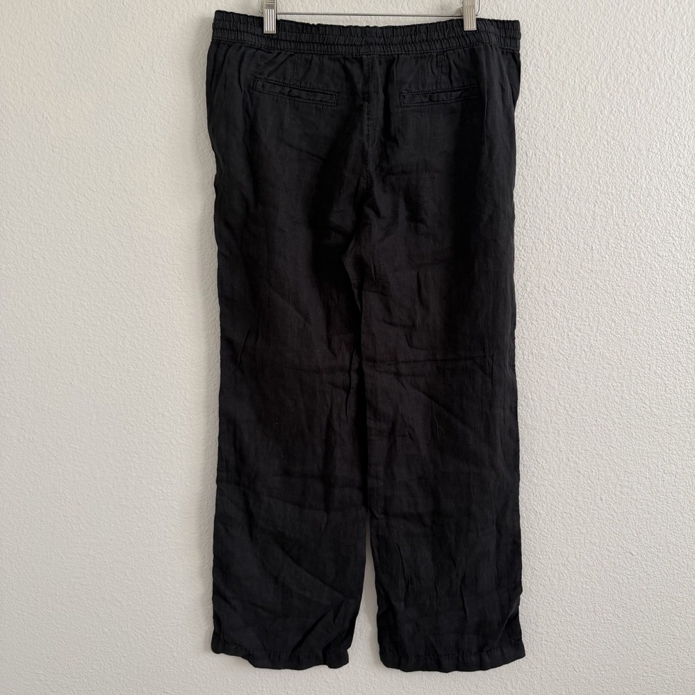 Caslon Womens Medium Petite MP Black Linen Pants Pull-On Drawstring Wide Leg NWT - Picture 3 of 5
